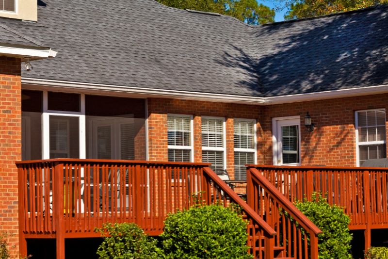 raised timber deck with railing